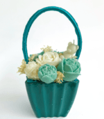 Teal flower candle